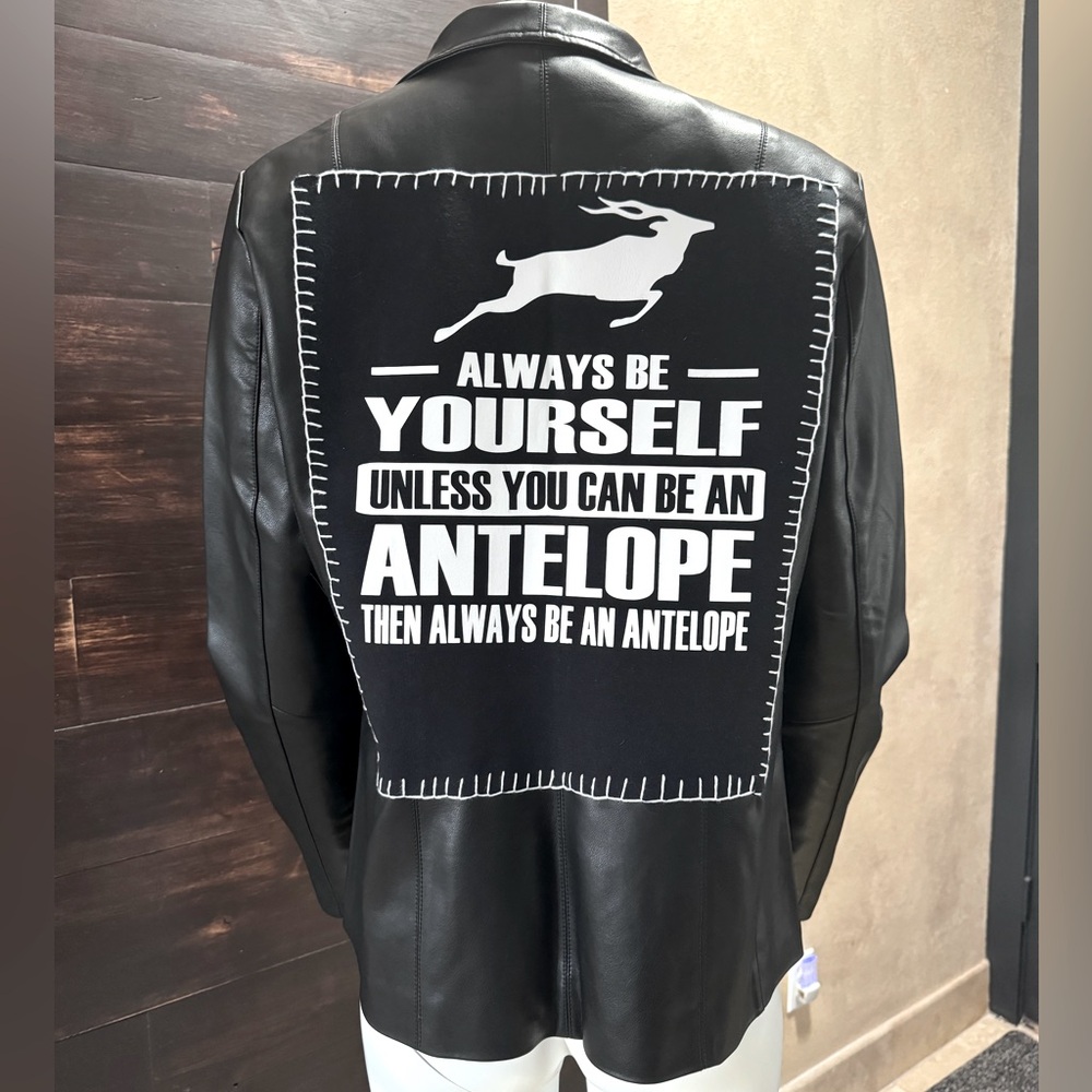 Upcycled Kenneth Cole New York Black Leather Jacket (Antelope)-  Size Women's L